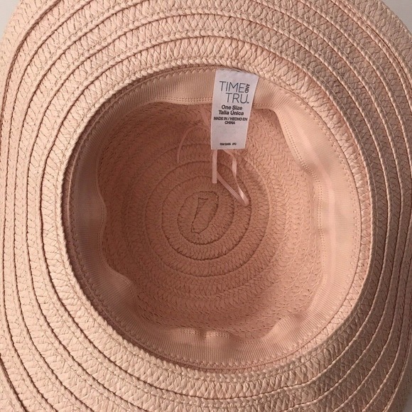 Time & True Hat Ladies Pink/Peach Woven Soft Brim Panama Pre-Owned - Picture 5 of 7
